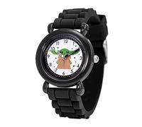 STAR WARS The Mandalorian Children's Plastic Analogue Quartz Watch with Silicone Strap, Black, Modern