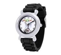 STAR WARS The Mandalorian Children's Quartz Analog Watch with Silicone Strap, Grey/Black, strip
