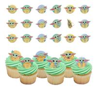 STAR WARS The Mandalorian Cupcake Rings | 24 | STAR WARS The Mandalorian Cake Toppers Featuring Grogu, Shaped Rings, Food Safe - 24 Pack