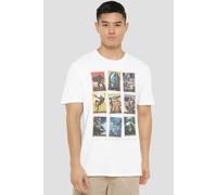 Star Wars The Mandalorian Distressed Trading Card Grid T-Shirt, White | Size: 5XL Star Wars White 5XL