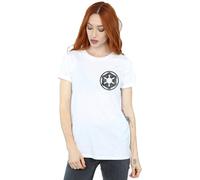 Star Wars The Mandalorian Galactic Empire Insignia Breast Print Cotton Boyfriend T-Shirt In White White 4XL