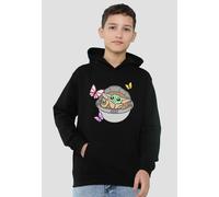 Star Wars The Mandalorian Grogu Butterflies Youth Kids Pull-Over Hoodie, Black Disney Black 7-8 Years