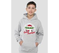 Star Wars The Mandalorian Grogu Christmas Snowflakes Youth Kids Pull-Over Hoodie, Athletic Heather Disney Grey 5-6 Years