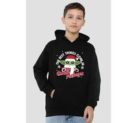 Star Wars The Mandalorian Grogu Christmas Snowflakes Youth Kids Pull-Over Hoodie, Black Disney Black 7-8 Years