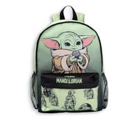 Star Wars The Mandalorian Grogu Green Backpack | Boys School Bag with Zip Closure, Padded Shoulder Straps & Front Pocket | Kids Daily Back to School Rucksack | Character Merch
