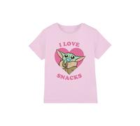 Star Wars The Mandalorian Grogu I Love Snacks Kids T-Shirt, Light Pink | Size: 3-4 Years Star Wars Light Pink 3-4 Years