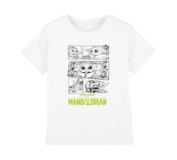 Star Wars The Mandalorian Grogu Manga Comic Kids T Shirt, White, 9-11Y
