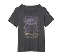 Star Wars: The Mandalorian Grogu Meditation Tarot Card T-Shirt, Women's Plus, Dark Heather Grey, 3X