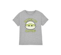 Star Wars The Mandalorian Grogu Napping Pod Kids T-Shirt, Heather Grey in Light Grey | Size: 5-6 Years Star Wars Light Grey 5-6 Years