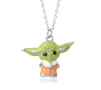 Star Wars The Mandalorian Grogu Sterling Silver Grogu Pendant Necklace, 18" Chain, Officially Licensed