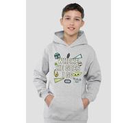 Star Wars The Mandalorian Grogu Where He Goes Badges Youth Kids Pull-Over Hoodie, Athletic Heather Disney Grey 5-6 Years