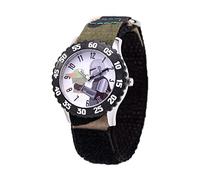 STAR WARS The Mandalorian Kids' Bezel Stainless Steel Time Teacher Analog Nylon Strap Watch, Black/Black, Modern