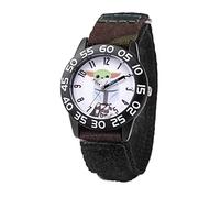 STAR WARS The Mandalorian Kids' Plastic Time Teacher Analog Quartz Nylon Strap Watch, Black, strip