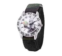 STAR WARS The Mandalorian Kids' Plastic Time Teacher Analog Quartz Nylon Strap Watch, Clear/Black, strip