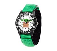 STAR WARS The Mandalorian Kids' Plastic Time Teacher Analog Quartz Nylon Strap Watch, Green, Black, (Blk/Green), strip
