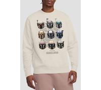 Star Wars The Mandalorian Mando Helmet Grid Sweatshirt, Natural in Beige | Size: 2XL Star Wars Beige 2XL
