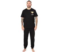 Star Wars The Mandalorian Mens Pyjamas | Baby Yoda Loungewear Pants and T-Shirt Black Complete PJ Set | Adults Black Short Sleeve Tee Long Leg Bottoms Pajama Nightwear Sci-fi Merchandise Gift for Him