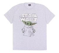 Star Wars The Mandalorian Mens The Child Sketch T-Shirt, Grey, S-2XL