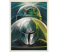 Star Wars: The Mandalorian N-1 Starfighter Framed Canvas Print Silver/green (80Cm X 60Cm)
