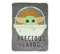 Star Wars Precious Cargo Sherpa Fleece Fluffy Yoda Blanket in Mid Grey Star Wars Mid Grey