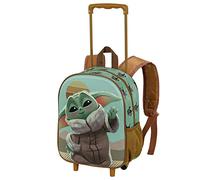 Star Wars The Mandalorian Say Hi-Small 3D Backpack with Wheels, Green, 13 x 26 x 34 cm, Capacity 12.5 L