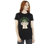 (L, Black) Star Wars Womens/Ladies The Mandalorian Small But Mighty Grogu Cotton Boyfriend T-Shirt