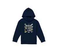 Star Wars - The Mandalorian Star Wars The Mandalorian Grogu Where He Goes Badges Youth Kids Pull-Over Hoodie, Navy | Size: 9-11 Years Star Wars - The Mandalorian Navy 9-11 Years
