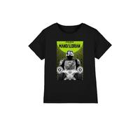 Star Wars The Mandalorian Razor Crest Poster Kids T Shirt, Black, 9-11Y