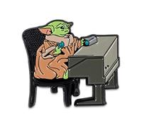 Star Wars: The Mandalorian "The Child" Grogu Desk With Cookie Enamel Pin Badge | Metal Brooch Accessories For Backpack, Clothes, Lapels | Official Disney+ Baby Yoda Collectible