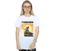 Star Wars The Mandalorian The Child Two Moons Cotton Boyfriend T-Shirt In White White