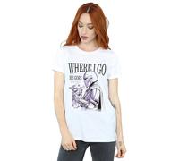 Star Wars The Mandalorian Where I Go Cotton Boyfriend T-Shirt In White White