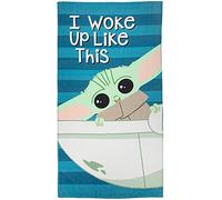 Star Wars The Mandalorian Woke Up Like This Kids Large Bath/Pool/Beach Towel - Features Baby Yoda - Super Soft & Absorbent Fade Resistant Cotton, Measures 34 x 64 inches (Official Star Wars Product)