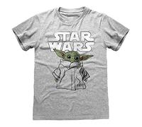 Star Wars The Mandalorian The Child Sketch Boyfriend Fit T-Shirt, Womens, S-2XL, Grey, Official Merchandise