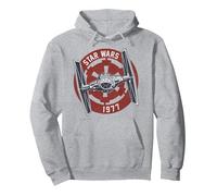 Star Wars Tie Fighter Imperial 1977 Badge Pullover Hoodie, Adult Unisex, Heather Grey, Small