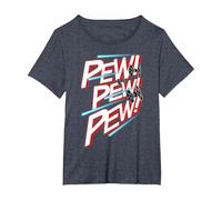 Star Wars TIE Fighter Pew Pew Blaster Text T-Shirt, Women's Plus, Heather Blue, 3X