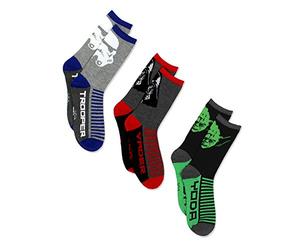 Star Wars Toddler Boys 3 pack Socks (Shoe: 7-10 (Sock: 4-6), Grey/Multi Crew)