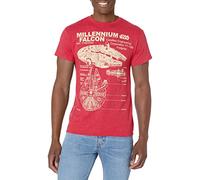 Star Wars Unisex-Adult mensSWSR686MSC3P1XXMillennium Falcon Detailed Drawing T-Shirt Short Sleeve T-Shirt - red - S