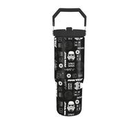 Star Wars (Vader Tech) 30oz/850ml Pitcher with Straw and Lid, Double-Walled Stainless Steel Body, Keeps Your Drink Cool, Screw Lid with PE Straw, BPA-Free, One Size