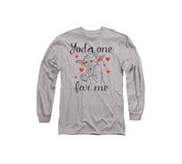 Star Wars Valentine's Day, Yoda One For Me Long Sleeve T-Shirt, Athletic Heather In Light Grey Light Grey