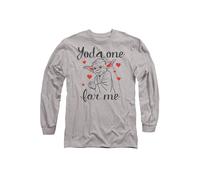 Star Wars Valentine's Day, Yoda One for Me Long Sleeve T-Shirt, Athletic Heather in Light Grey | Size: Large Star Wars Light Grey L