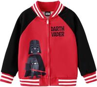 STAR WARS Varsity Jacket Zipper Sweatshirt Snap Button Cardigan Boys Coat Girls Clothing Lightweight Outerwear Autumn Scarf 2-13 Years, Star Wars Red, 8-9 Jahre