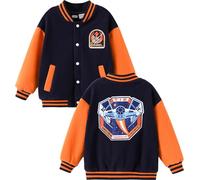 STAR WARS Varsity Jacket Zipper Sweatshirt Snap Button Cardigan Boys Coat Girls Clothing Lightweight Outerwear Autumn Scarf 2-13 Years, Star Wars Deep Blue, 8-9 Jahre