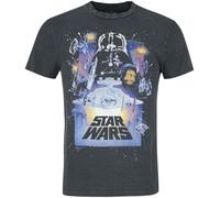 Star Wars Vintage Poster Adults Black Acid Wash T-Shirt - Medium