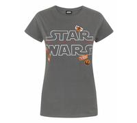 Star Wars Women's Badges Short Sleeved T-Shirt | Grey | Officially Licensed Merch | Size: 2XL Star Wars Grey 2XL