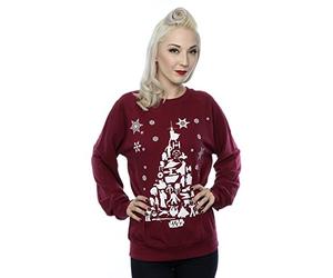 Star Wars Women's Christmas Tree Sweatshirt Large Burgundy