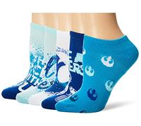 STAR WARS Women's 5 Pack No Show Socks Casual, Assorted Blue Multi, 8-10 UK
