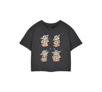 Star Wars Women's Cute Grogu The Mandalorian Cropped Short Sleeved T-Shirt | Charcoal | Officially Licensed Merch in Grey | Size: 2XL Star Wars Grey 2XL