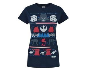 Star Wars Women's Darth Vader Short Sleeved T-Shirt | Blue | Officially Licensed Merch | Size: XL Star Wars Blue XL