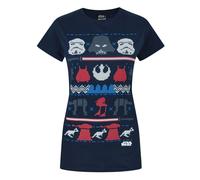 Star Wars Womens/Ladies Dark Side Fair Isle Christmas T-Shirt NS4237