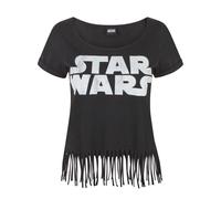 (XL, Black) Star Wars Womens/Ladies Logo Fringe Top